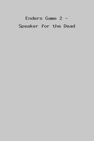 Enders Game 2 - Speaker for the Dead cover